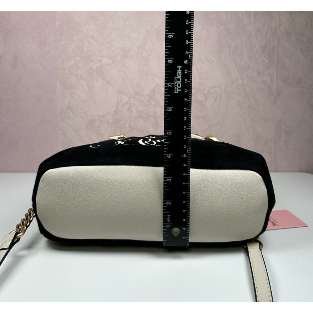 Juicy Couture The Key to Juicy Black Velour Dome Satchel Crossbody Purse - Picture 11 of 14
